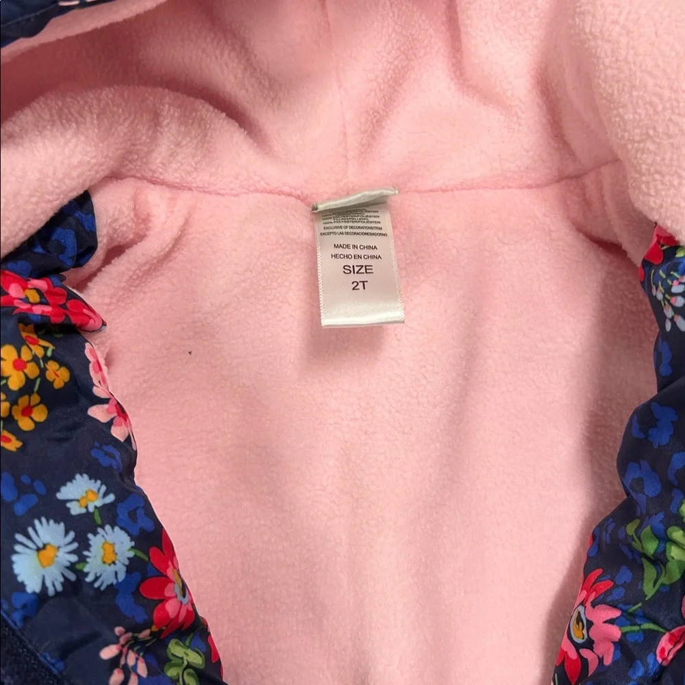 OshKosh B'gosh Navy Floral Puffer Jacket with Pink Lining